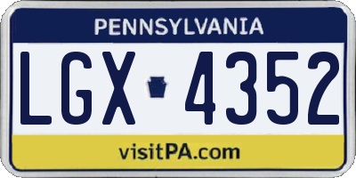 PA license plate LGX4352