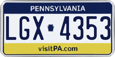 PA license plate LGX4353