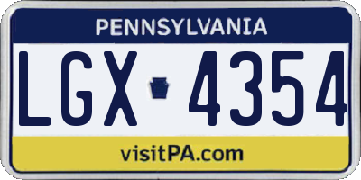 PA license plate LGX4354