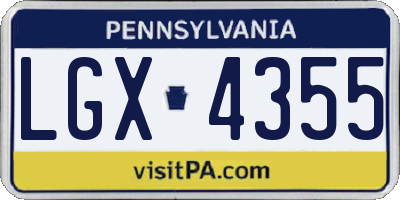PA license plate LGX4355