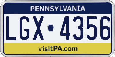 PA license plate LGX4356