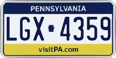 PA license plate LGX4359