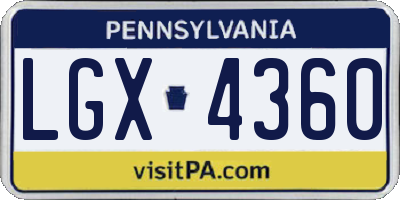 PA license plate LGX4360