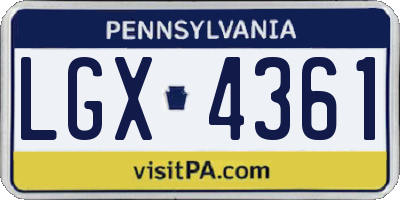 PA license plate LGX4361