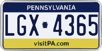 PA license plate LGX4365