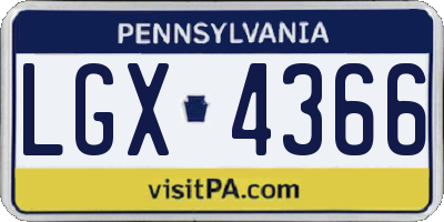 PA license plate LGX4366