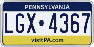 PA license plate LGX4367