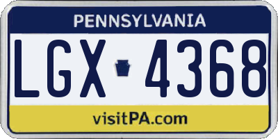 PA license plate LGX4368