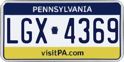 PA license plate LGX4369