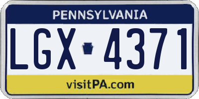 PA license plate LGX4371