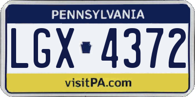PA license plate LGX4372