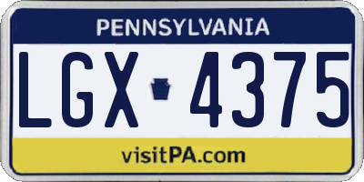 PA license plate LGX4375