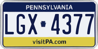 PA license plate LGX4377