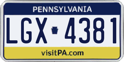 PA license plate LGX4381