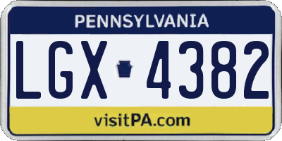 PA license plate LGX4382