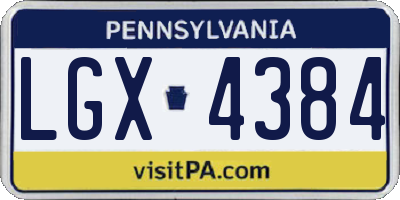 PA license plate LGX4384