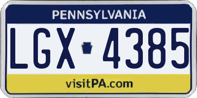 PA license plate LGX4385