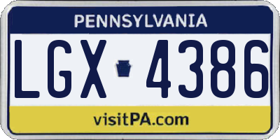 PA license plate LGX4386