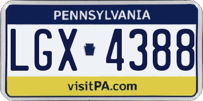 PA license plate LGX4388