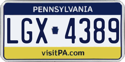 PA license plate LGX4389