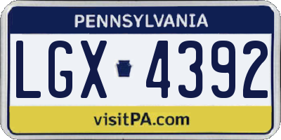 PA license plate LGX4392