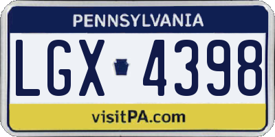 PA license plate LGX4398