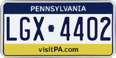 PA license plate LGX4402