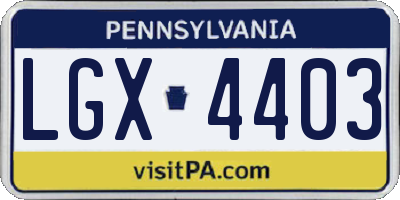PA license plate LGX4403