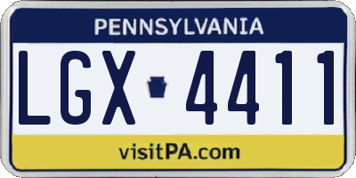 PA license plate LGX4411