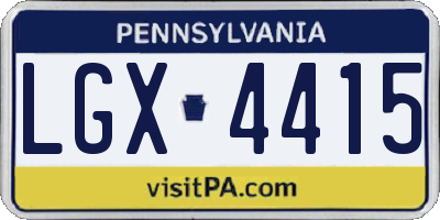 PA license plate LGX4415