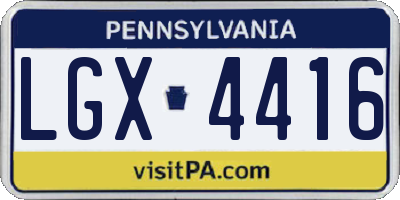 PA license plate LGX4416