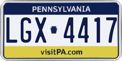 PA license plate LGX4417