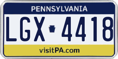 PA license plate LGX4418