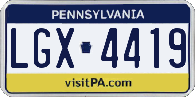 PA license plate LGX4419