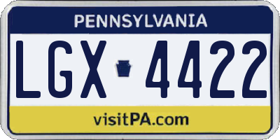 PA license plate LGX4422