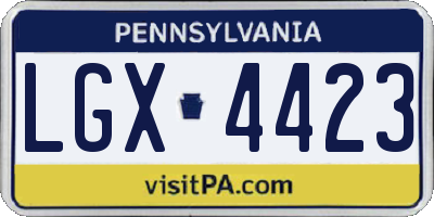 PA license plate LGX4423