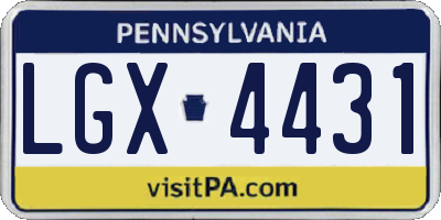 PA license plate LGX4431