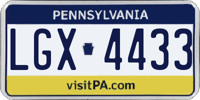 PA license plate LGX4433