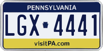 PA license plate LGX4441