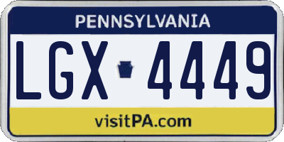 PA license plate LGX4449