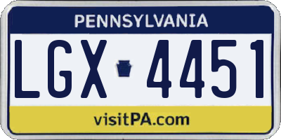 PA license plate LGX4451