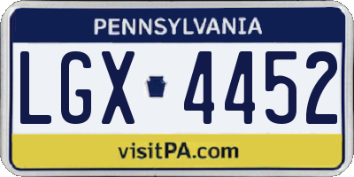 PA license plate LGX4452