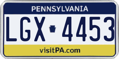 PA license plate LGX4453