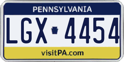 PA license plate LGX4454