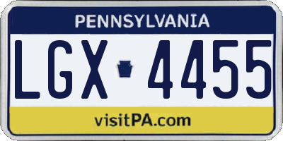 PA license plate LGX4455