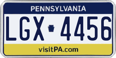 PA license plate LGX4456