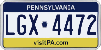 PA license plate LGX4472