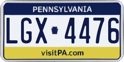 PA license plate LGX4476