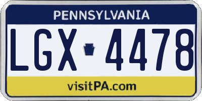 PA license plate LGX4478