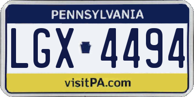 PA license plate LGX4494